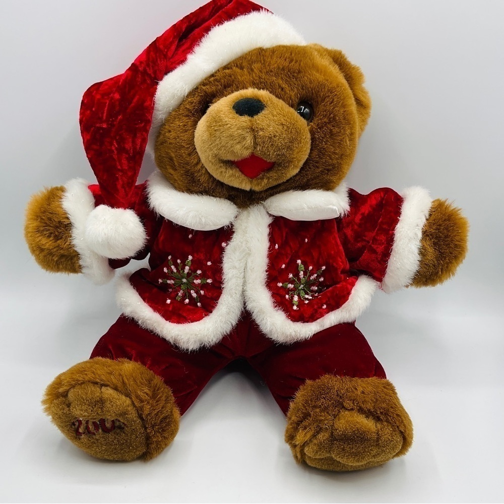 DAN Dee Teddy Bear 13 inch Snowflake StarBurst Christmas Plush Stuff Santa 2005